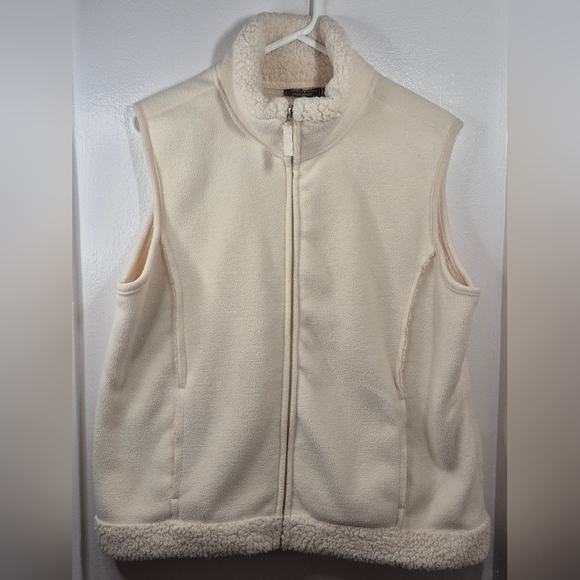 Jane Ashley Sherpa Fleece Lined Vest Full Zip Women’s Size L - Picture 3 of 9